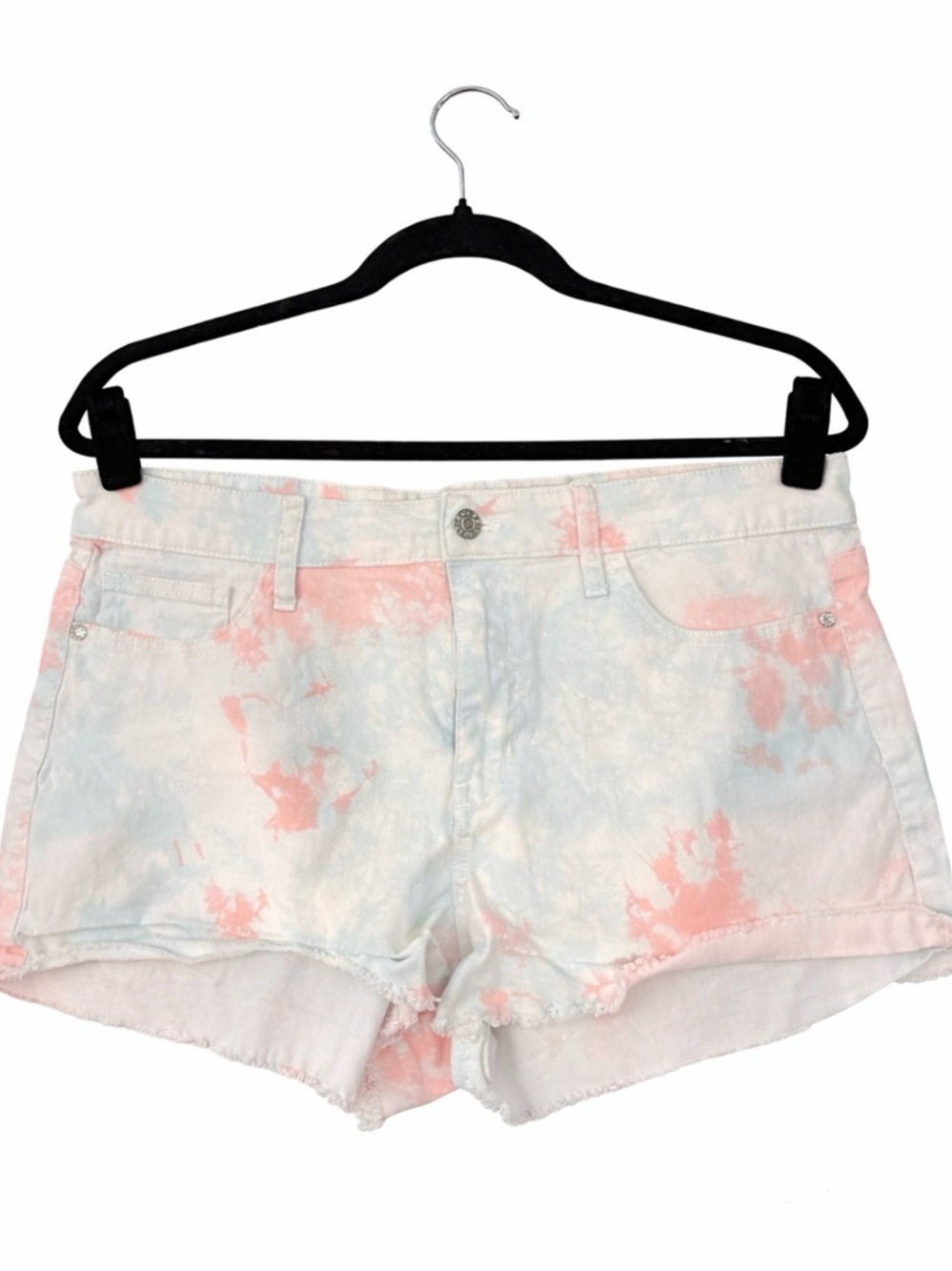 Guess Pastel Tie-Dye Denim Shorts in Pink and Blue